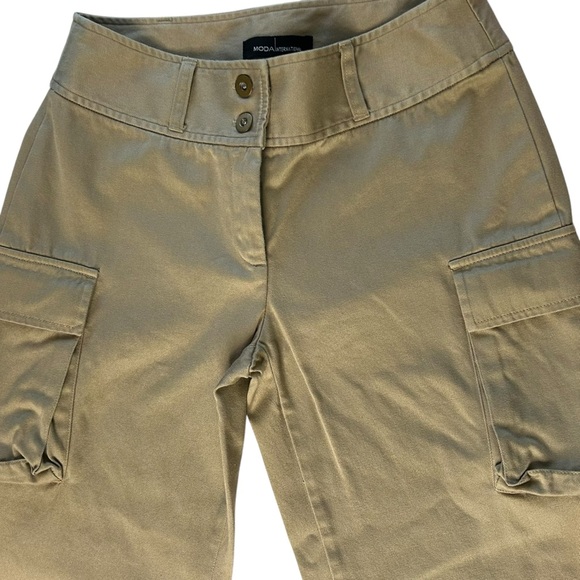 Moda International Cargo Flare Pants Low Rise Khaki Sz 4 TALL 90s Y2K - Picture 3 of 10